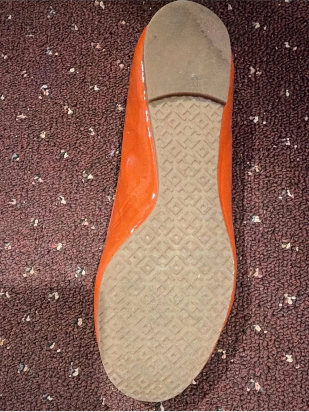 Tory Burch Orange Patent Logo Ballet Flats